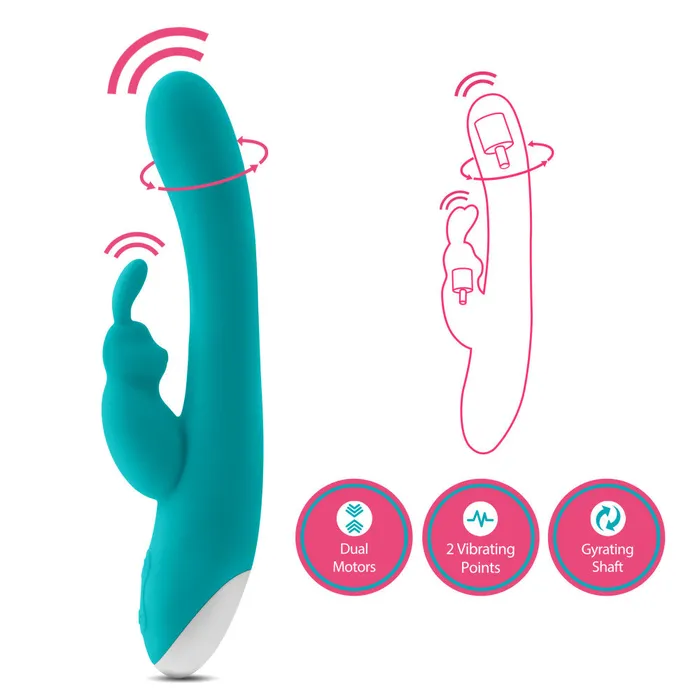 Blush Vibrators Hop By Blush Rave Rabbit Plus GSpot Clitorial Stimulating Aquamarine 8Inch Ultrasilk Silicone Rechargeable Rabbit Vibrator