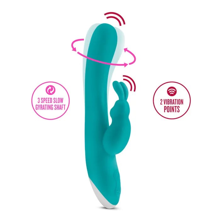 Blush Vibrators Hop By Blush Rave Rabbit Plus GSpot Clitorial Stimulating Aquamarine 8Inch Ultrasilk Silicone Rechargeable Rabbit Vibrator