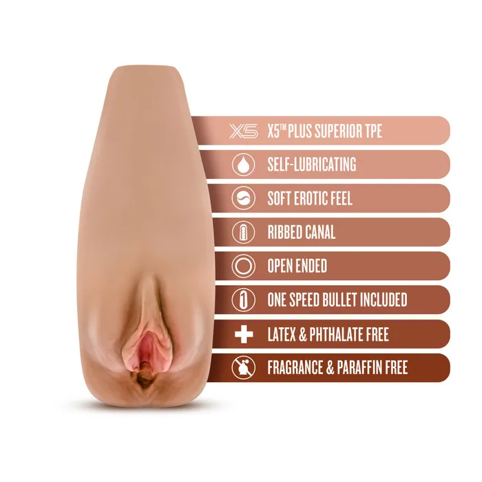 M Elite By Blush Soft Wet Renata Realistic Tan Masturbator Stroker Blush Male Sex Toys