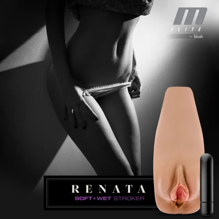 M Elite By Blush Soft Wet Renata Realistic Tan Masturbator Stroker Blush Male Sex Toys