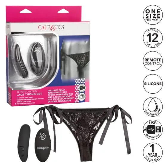 Remote Control Lace Thong Set One Size Fits Most California Exotic Novelties Teddies And Bodies