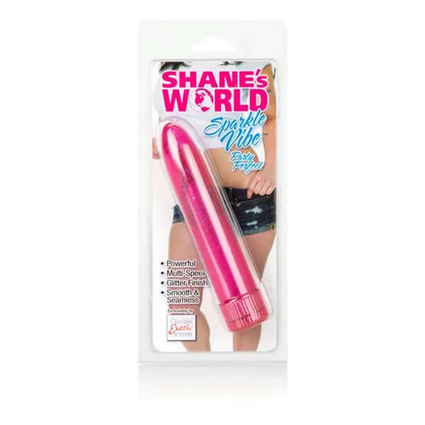 Vibrators California Exotic Novelties Shanes World Sparkle Pink Vibe Party Glitter Finish