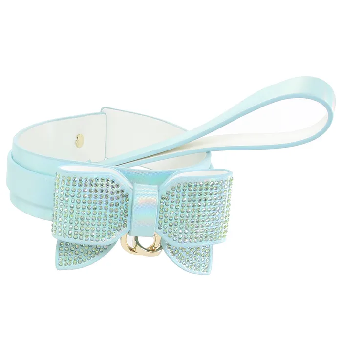 Vibrators Ouch Paris Collection Collar Leash in Blue Shots Toys